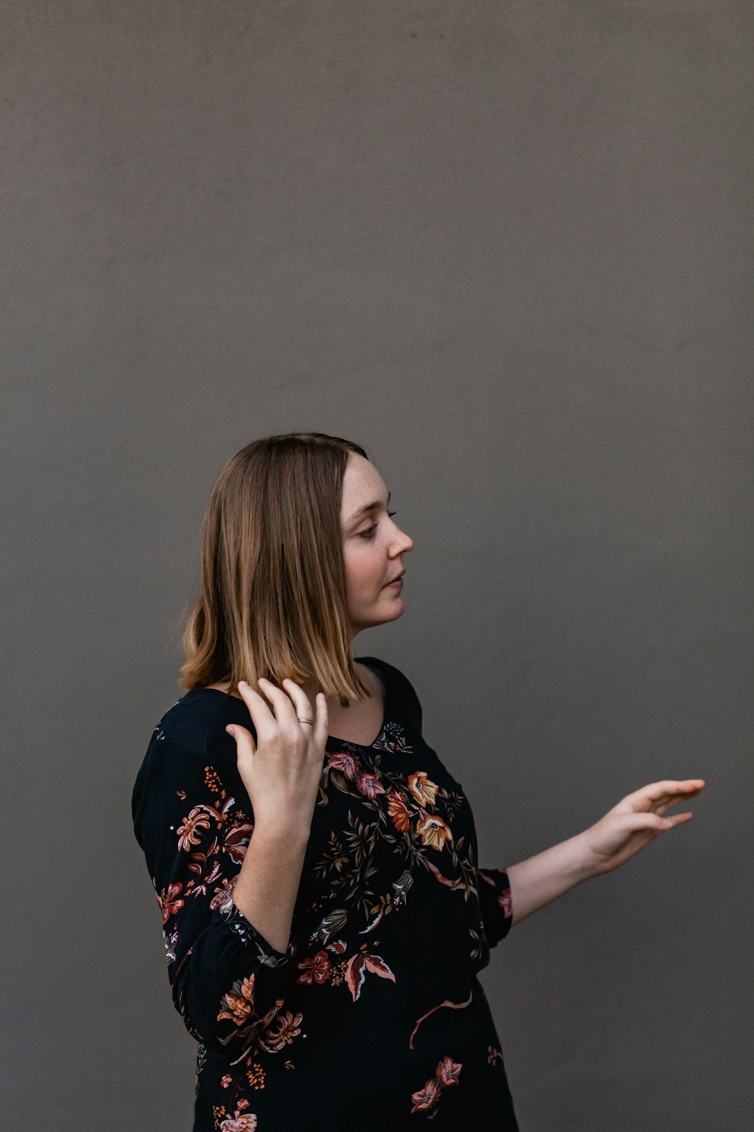 person practicing body language