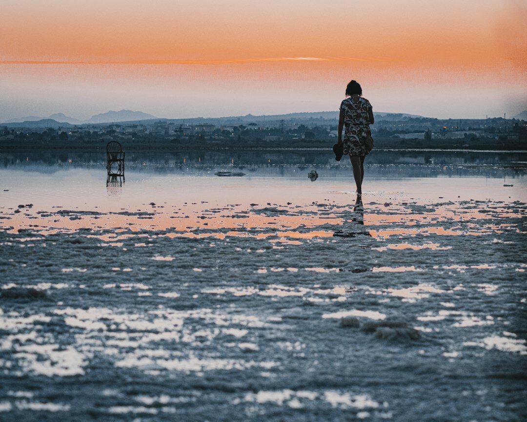sunset reflection walk