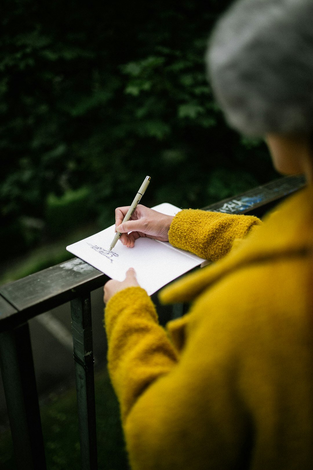 calm person journaling